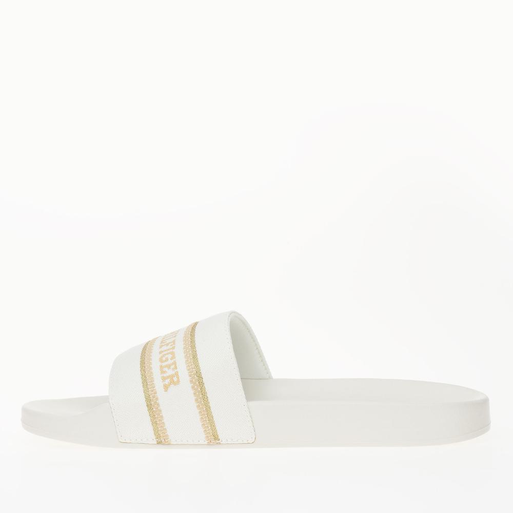 Klapki Tommy Hilfiger Poolslide With Webbing FW0FW07845-YBL - białe