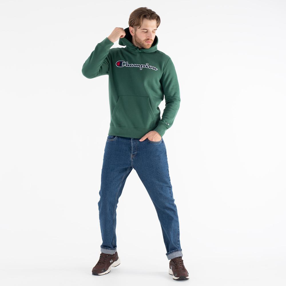 Bluza Champion Script Logo Embroidery Fleece Hoodie 217858-GS568 - zielona