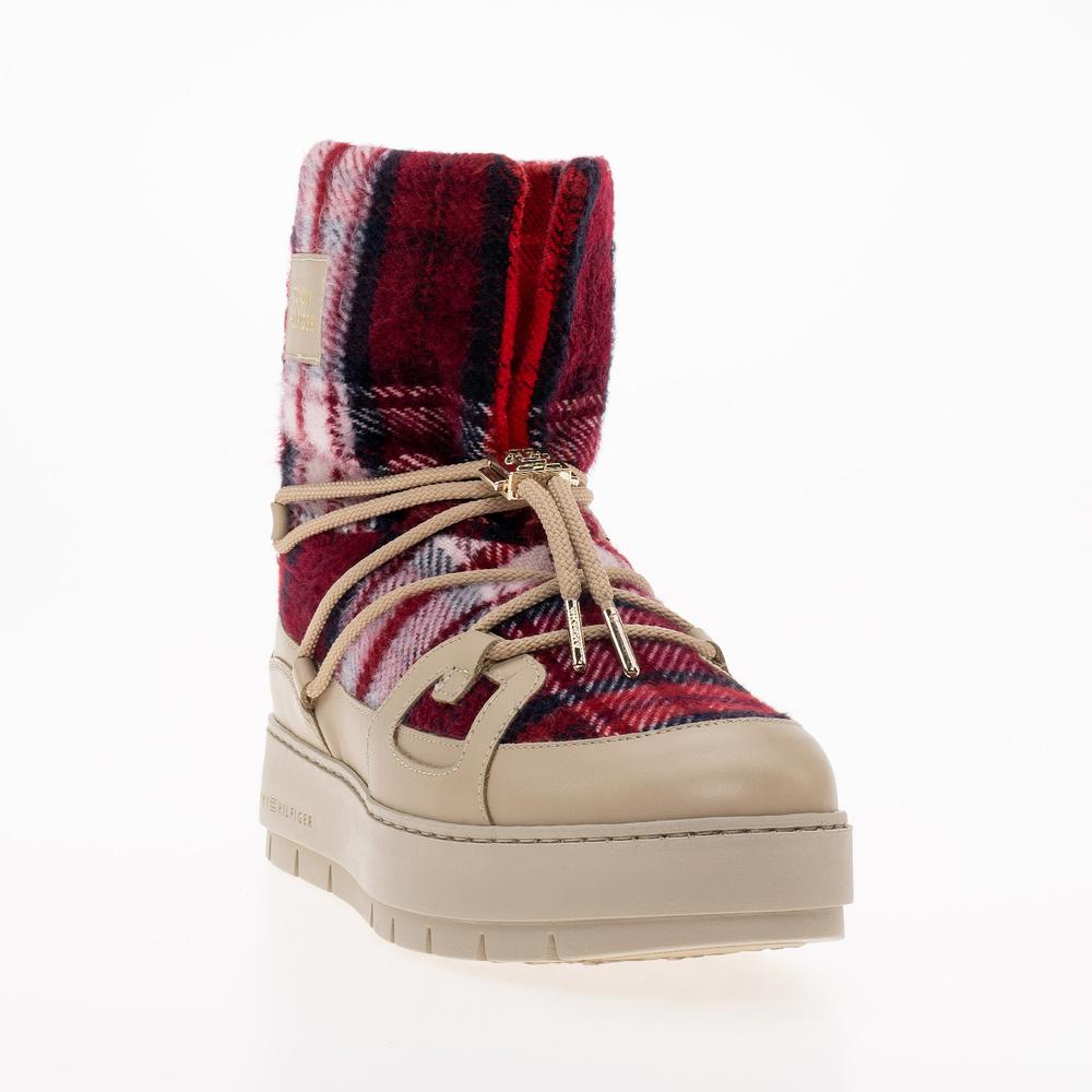 Buty Tommy Hilfiger Tartan Snowboot FW0FW07612-ABO - beżowe