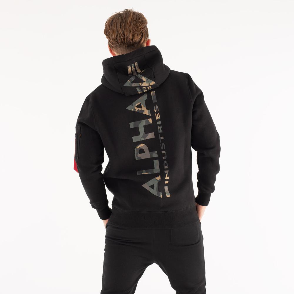 Bluza Alpha Industries Back Print Hoody Camo Print 178318CP380 - czarna