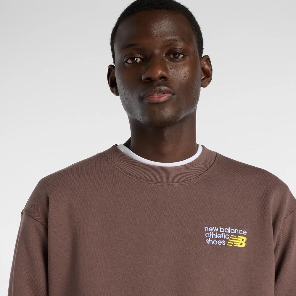 Bluza męska New Balance MT41547ABP - brązowa