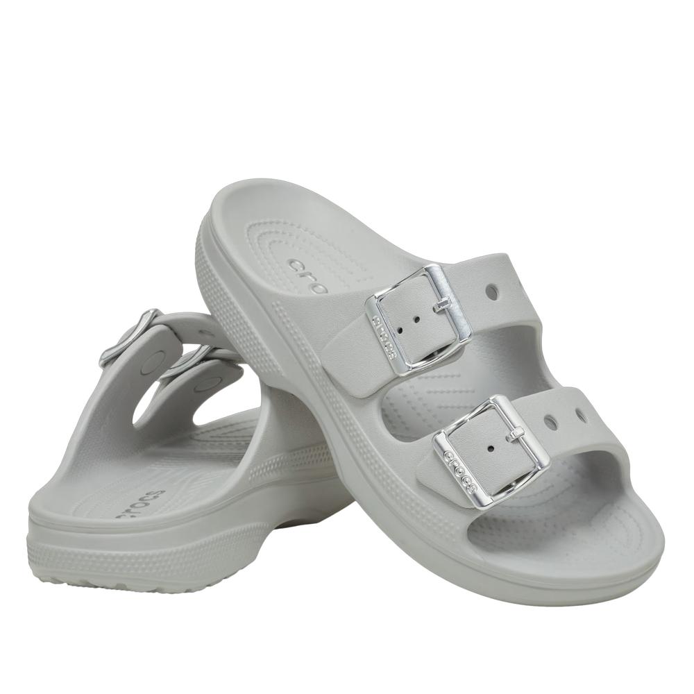 Klapki damskie Crocs Metallic Buckle Saturday 213316-1FT - szare