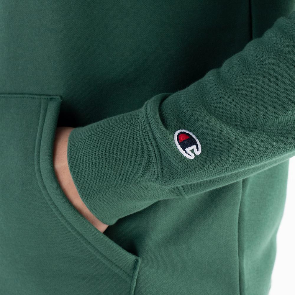 Bluza Champion Script Logo Embroidery Fleece Hoodie 217858-GS568 - zielona