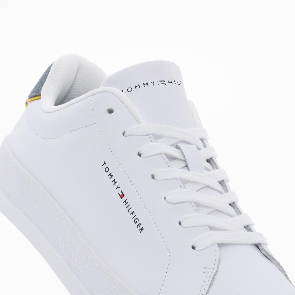 Buty Tommy Hilfiger Court Leather Detail FM0FM05367-PN6 - białe