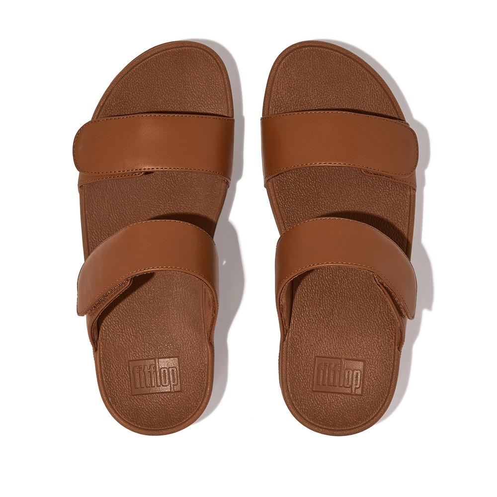 Klapki FitFlop Lulu Adjustable Leather FV6-592 - brązowe