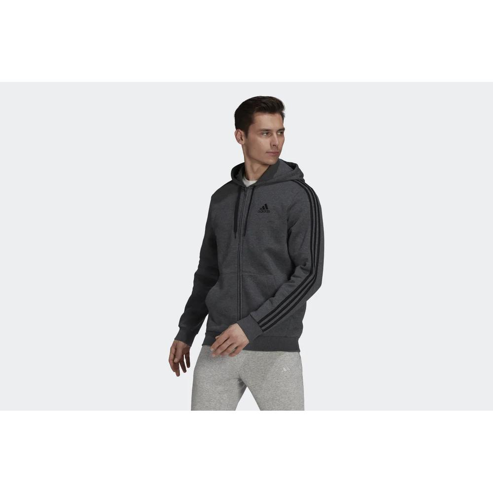 Bluza adidas Essentials Fleece 3-Stripes Full-Zip Hoodie HB0042 - szara