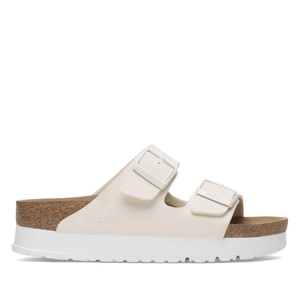 Klapki damskie Birkenstock Arizona PAP Flex Platform 1029127 - beżowe