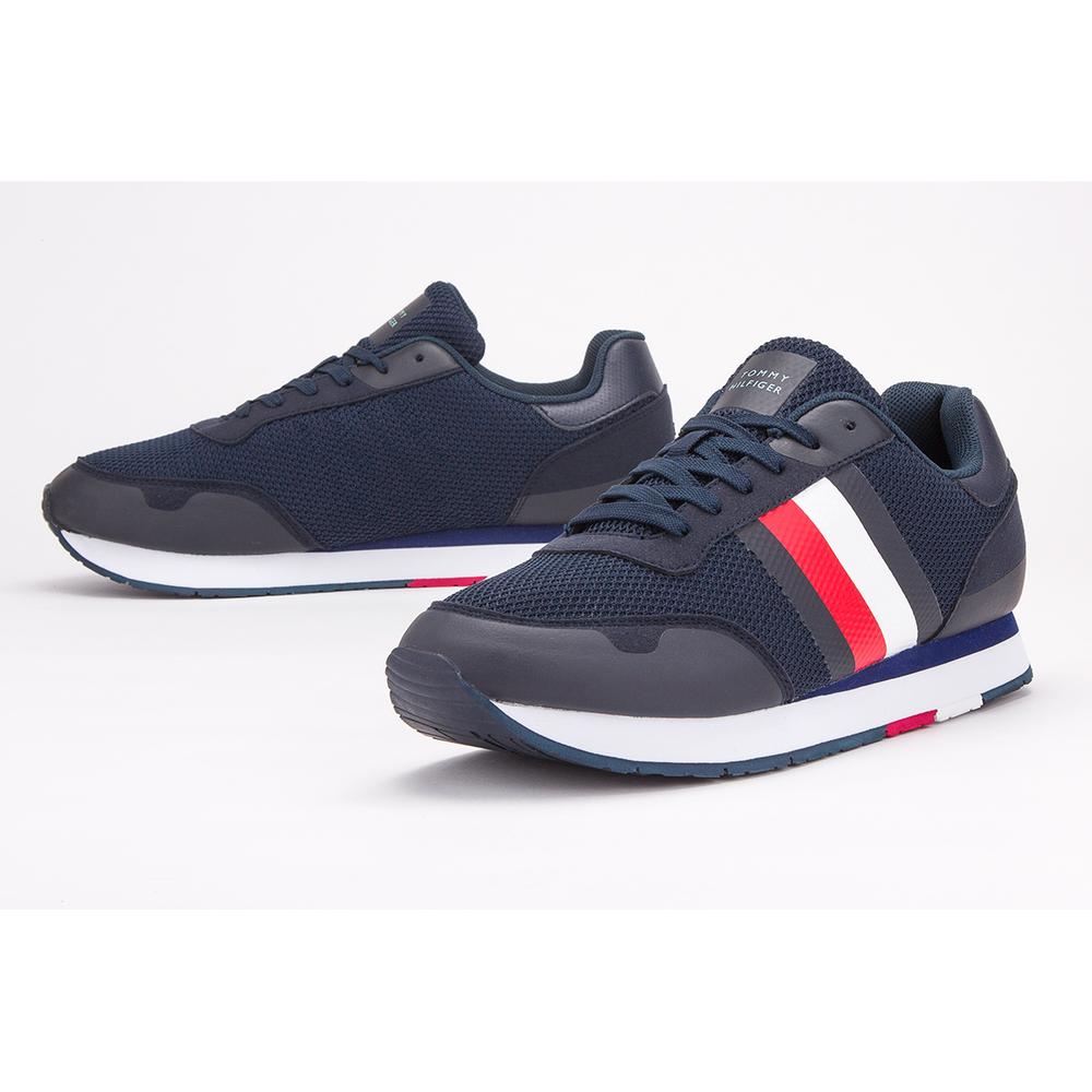 TOMMY HILFIGER SIGNATURE COLOUR-BLOCKED MIXED TEXTURE PANEL TRAINERS > FM0FM02688-DW5