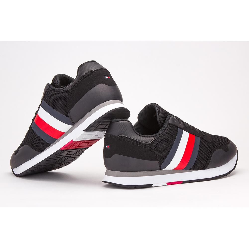 TOMMY HILFIGER SIGNATURE COLOUR-BLOCKED MIXED TEXTURE PANEL TRAINERS > FM0FM02688-BDS