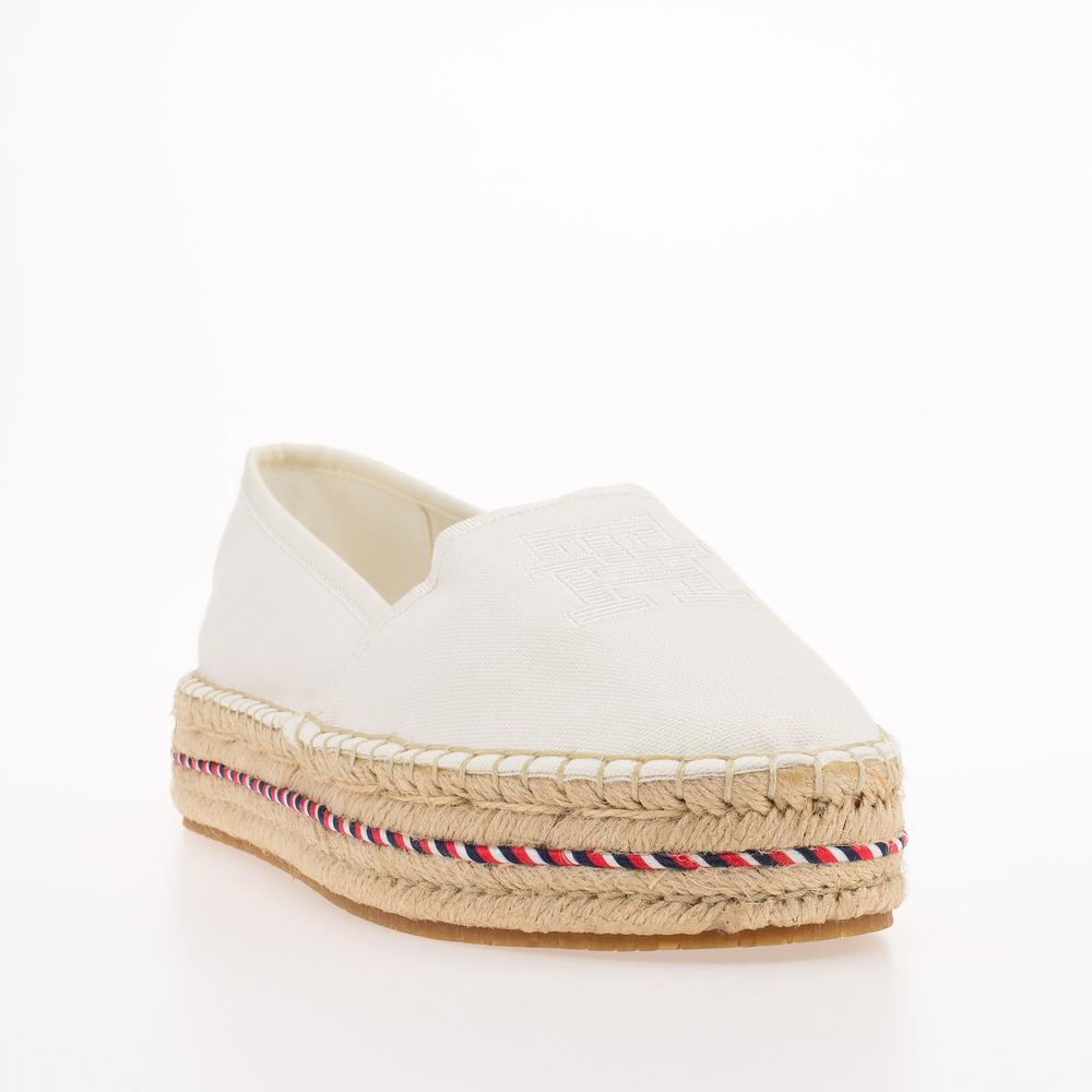 Buty Tommy Hilfiger Signature Tape Monogram Espadrilles FW0FW07014-YBL - kremowe