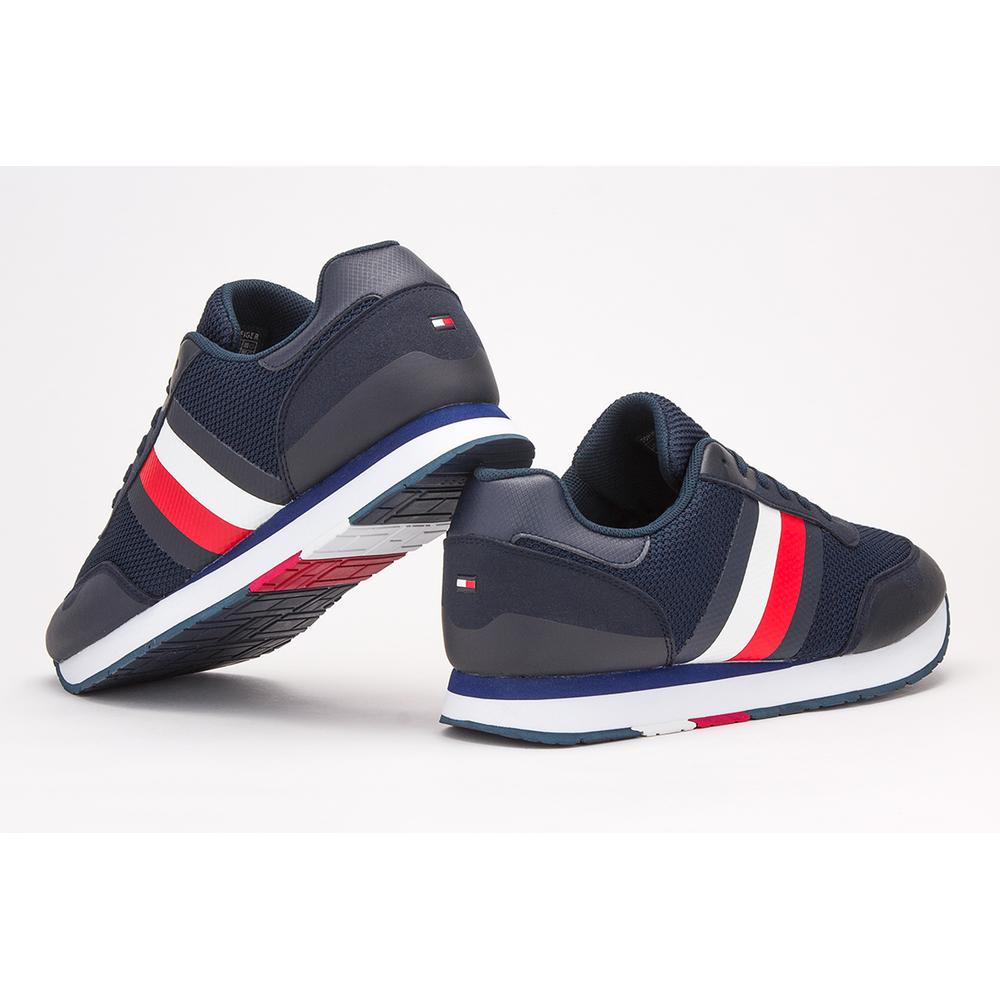 TOMMY HILFIGER SIGNATURE COLOUR-BLOCKED MIXED TEXTURE PANEL TRAINERS > FM0FM02688-DW5