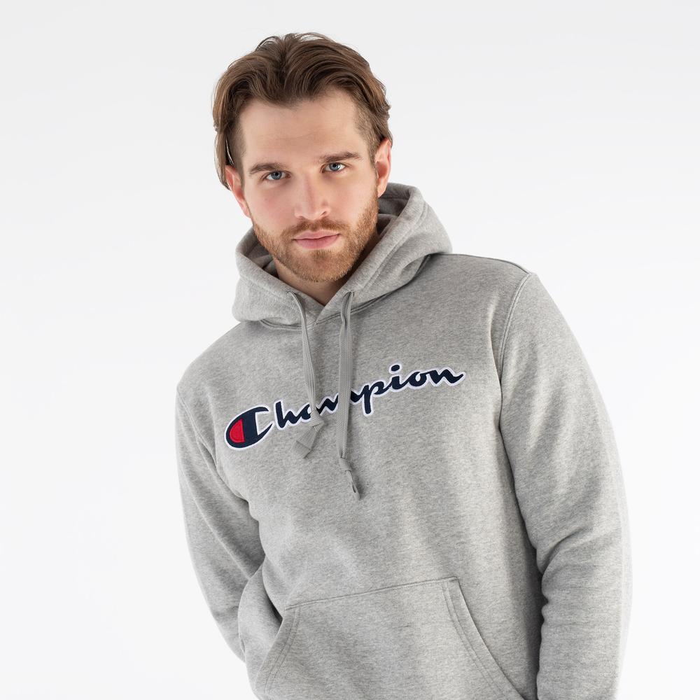 Bluza Champion Script Logo Embroidery Fleece Hoodie 217858-EM031 - szara