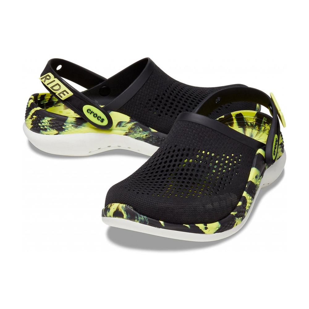 Klapki Crocs LiteRide 360 Marbled Clog 207634-02K - czarno-żółte