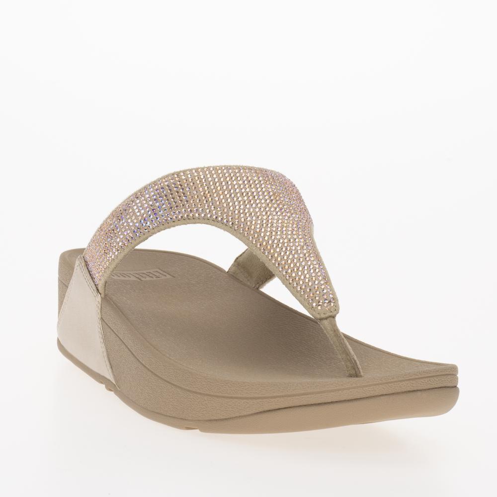 Japonki FitFlop Lulu Crystal Embellished Toe-Post Sandals EC5-A94 - beżowe