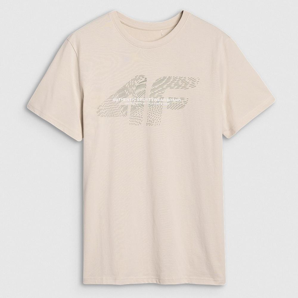 Koszulka męska 4F WSS25TTSHM200412S - beżowa