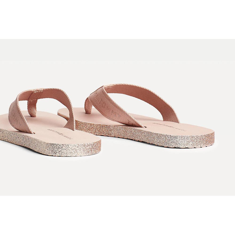 TOMMY HILFIGER GLITTER FLAT BEACH SANDAL > FW0FW04804-0JW