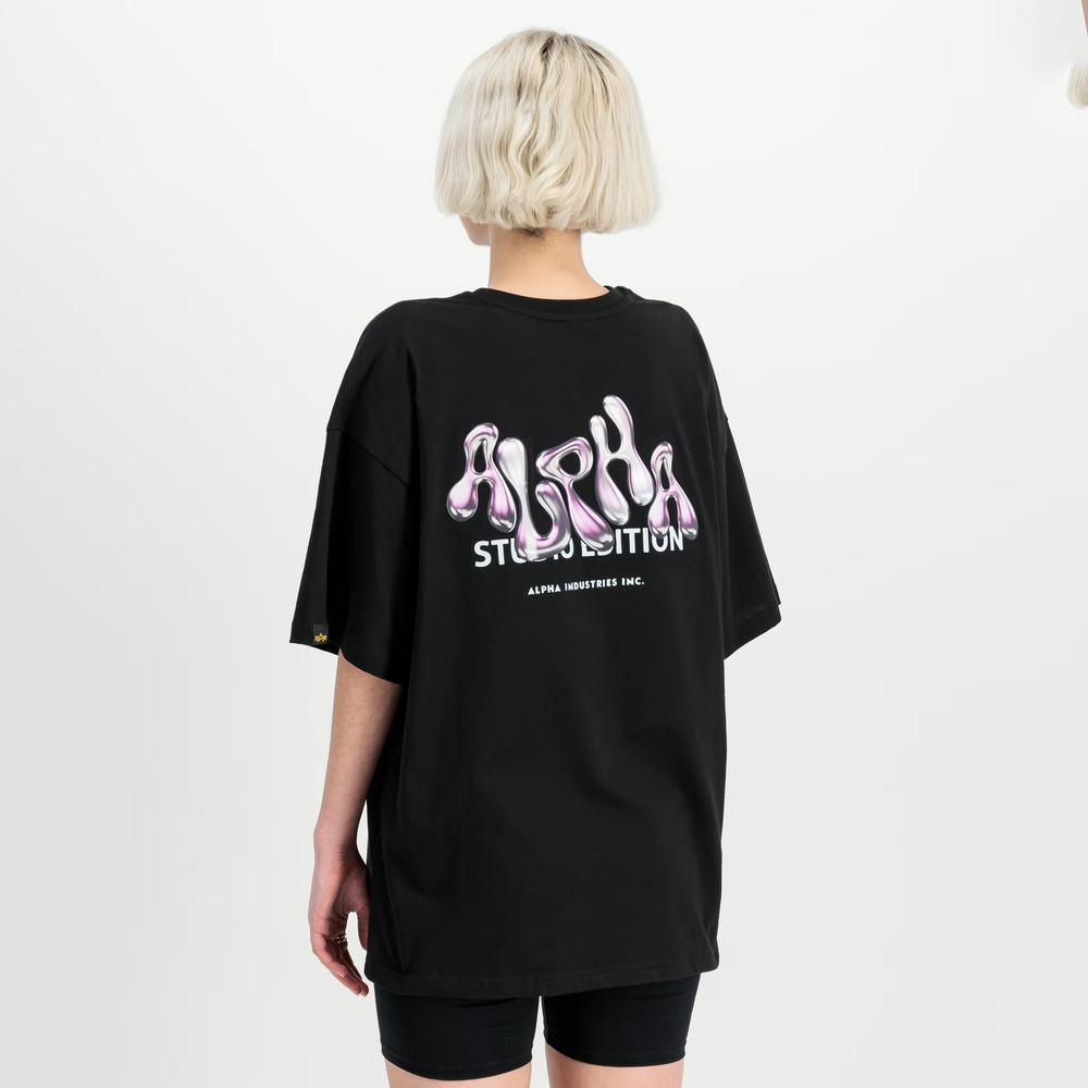 Koszulka męska Alpha Industries Logo Backprint 15606203 - czarna