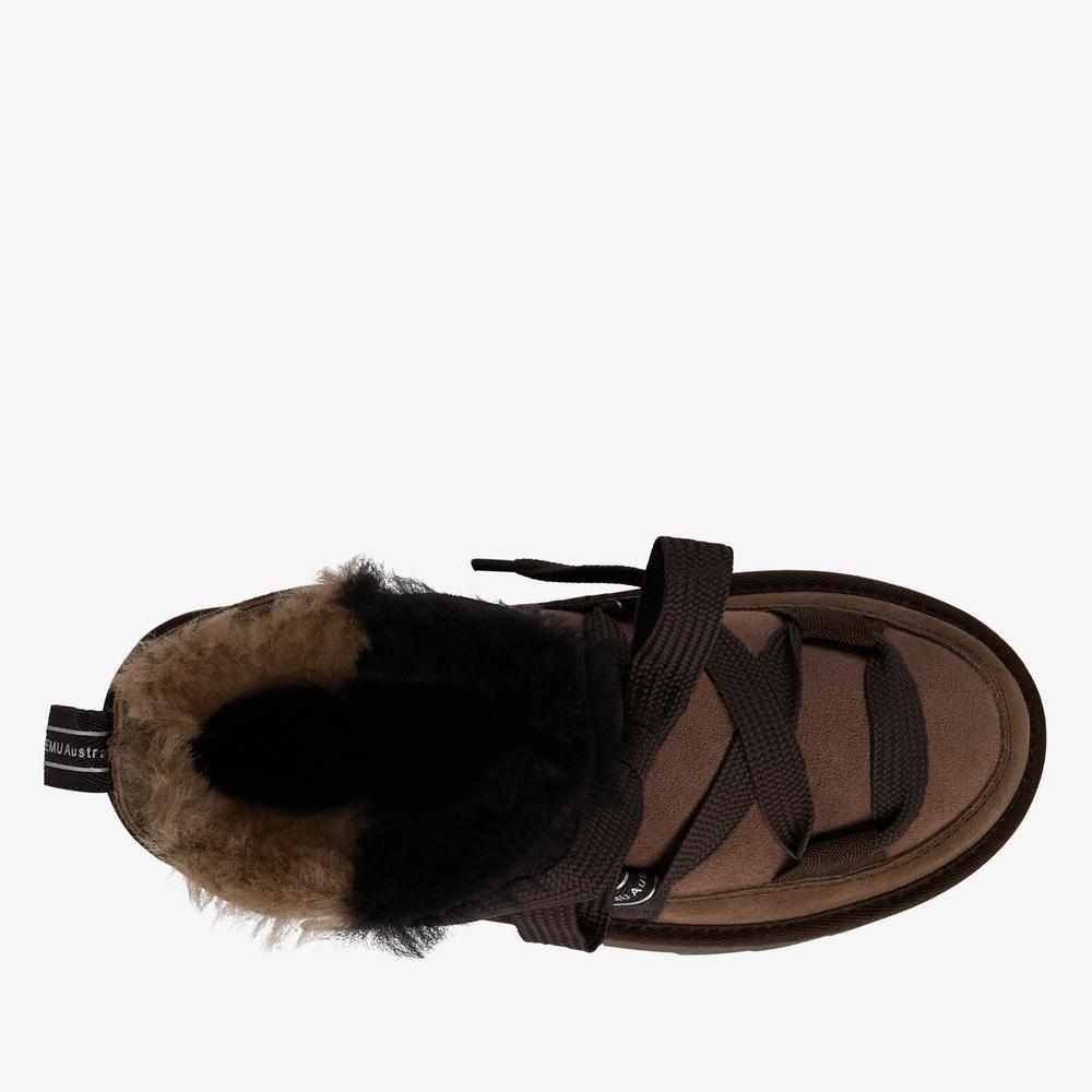 Buty damskie Emu Australia Blurred Micro Patch W13195CHOC - brązowe