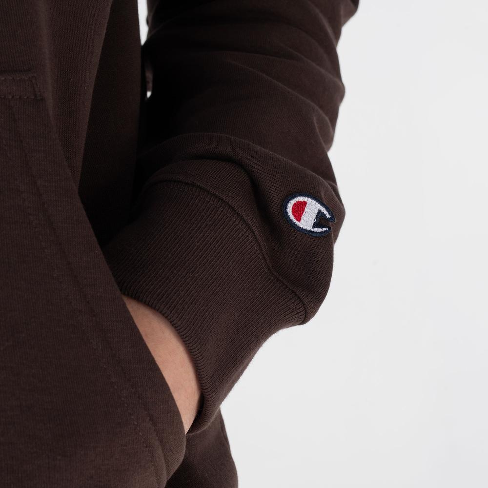 Bluza Champion Embroidered Script Logo Hoodie 219203-MS548 - brązowa