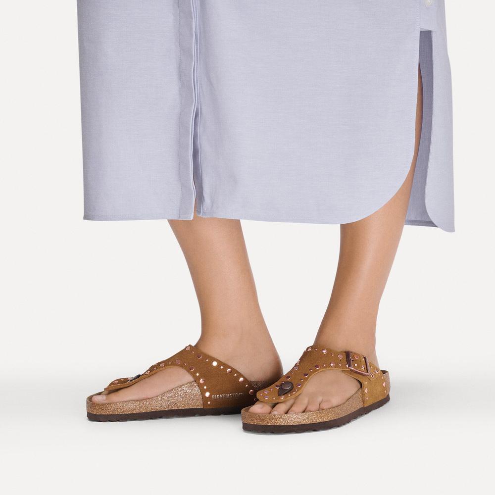 Japonki damskie Birkenstock Gizeh Rivet 1031649 - brązowe