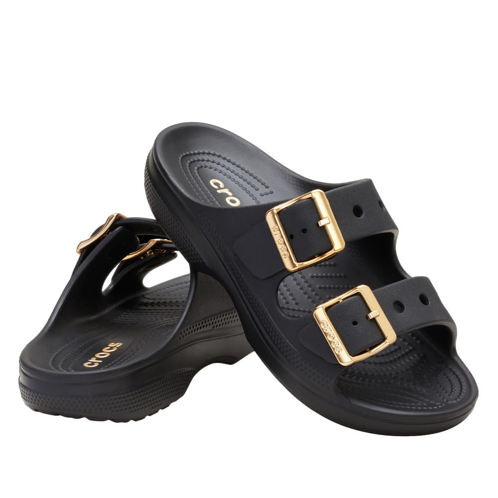 Klapki damskie Crocs Metallic Buckle Saturday 213316-001 - czarne