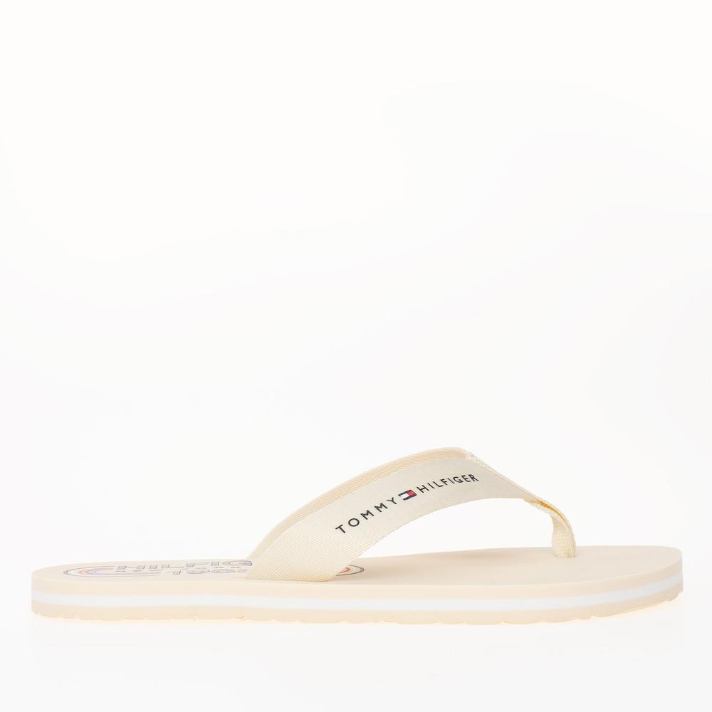 Japonki Tommy Hilfiger Global Stripes Flat Beach Sandal FW0FW07856-AEF - beżowe