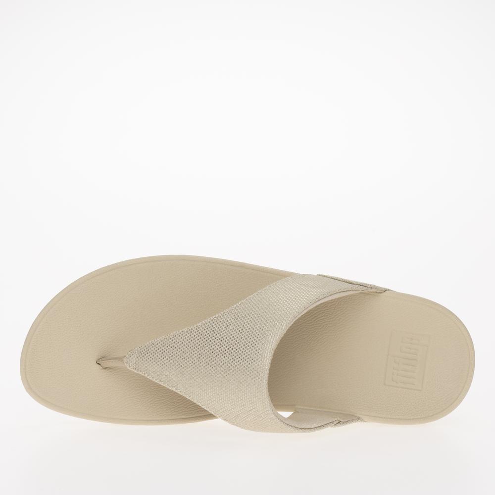 Japonki FitFlop Lulu Glitz-Canvas Toe-Post HQ9-675 - beżowe