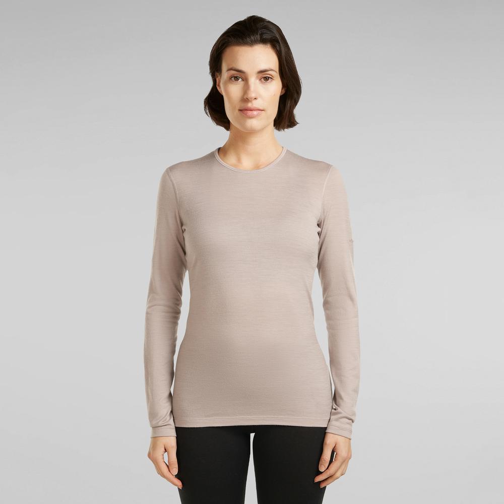 Koszulka damska Icebreaker Merino 200 Oasis Long Sleeve Crewe 1043750LH1 - beżowa