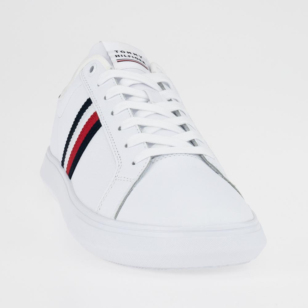 Buty Tommy Hilfiger Corporate Leather Cup Stripes FM0FM04732-YBS - białe