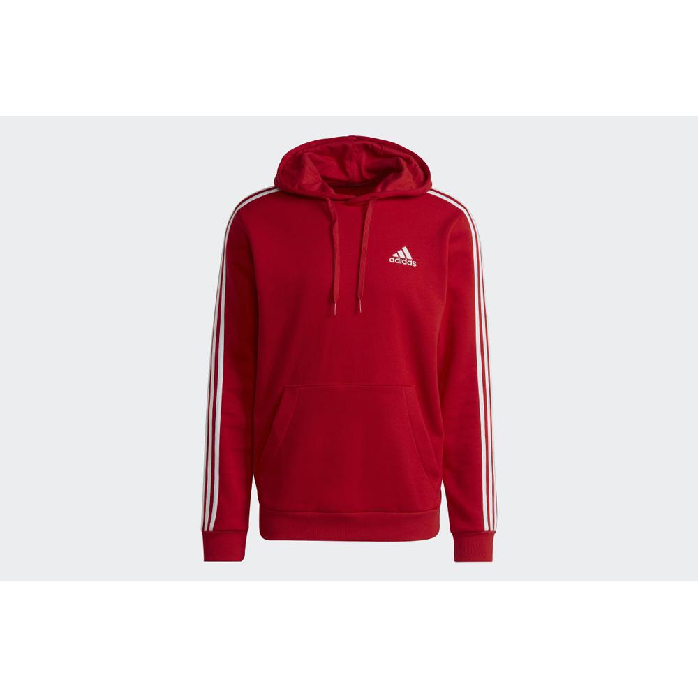 Bluza adidas Essentials Fleece 3-Stripes Hoodie GU2523 - czerwona