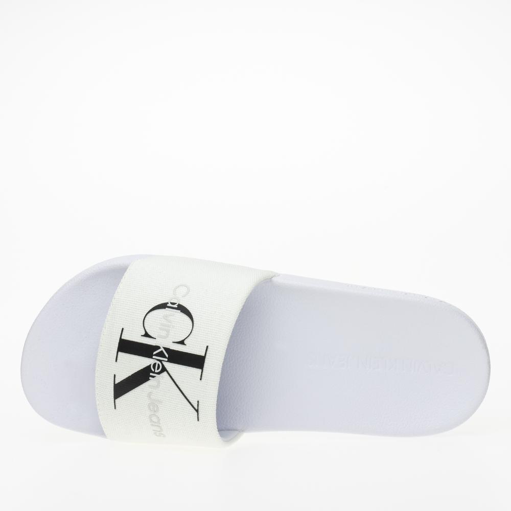 Klapki Calvin Klein Slide Monogram CO YW0YW00103-01W - białe