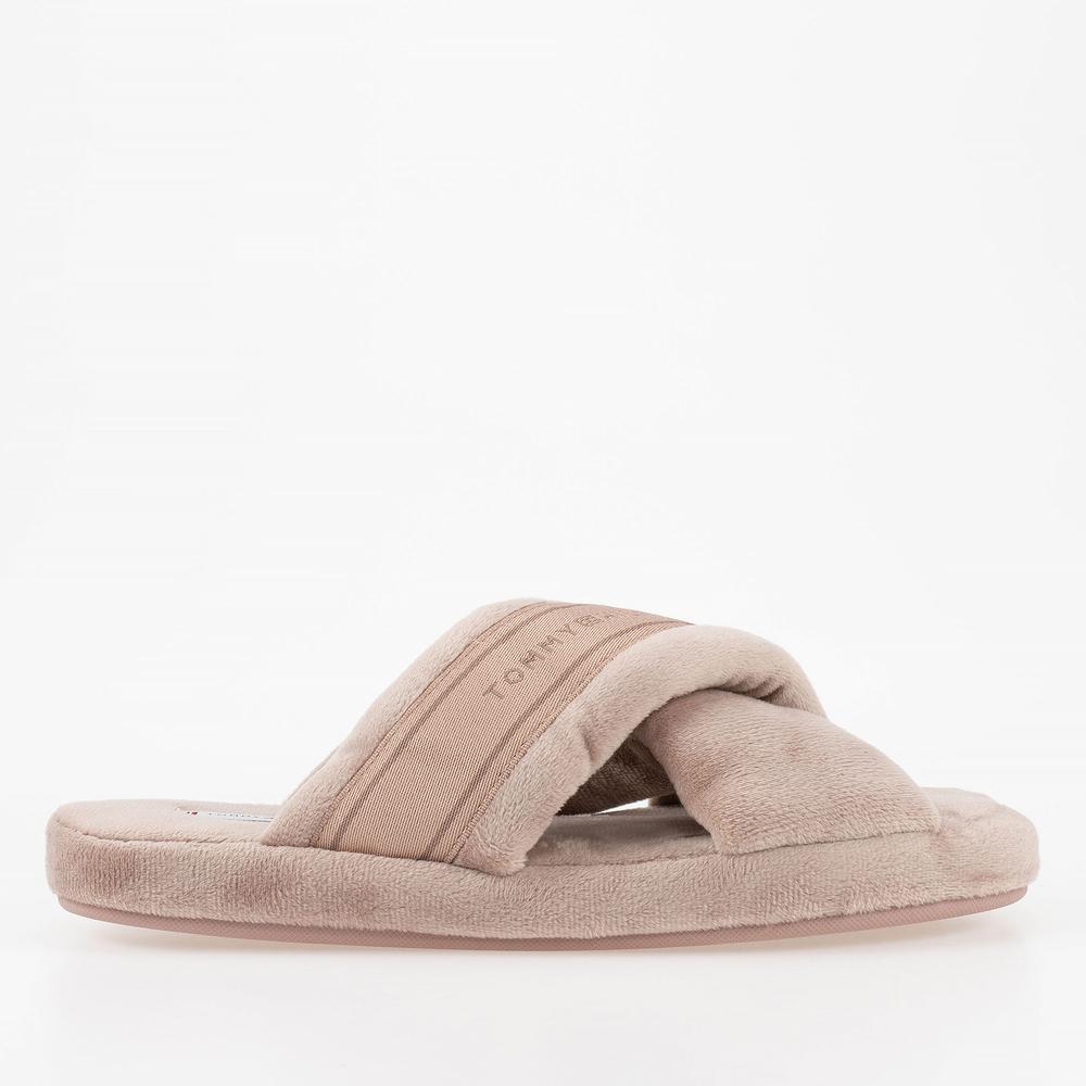 Kapcie Tommy Hilfiger Comfy Home Slippers With Straps FW0FW06587-AE9 - beżowe