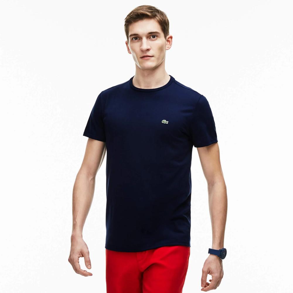 Koszulka Lacoste Crew Neck Pime Cotton Jersey TH6709-166 - granatowa