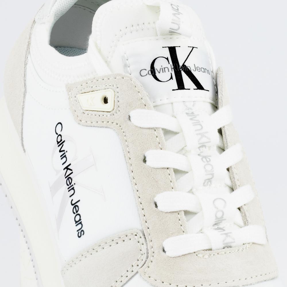 Buty Calvin Klein Runner Sock Laceup Ny-Lth YW0YW00840-0K7 - kremowe