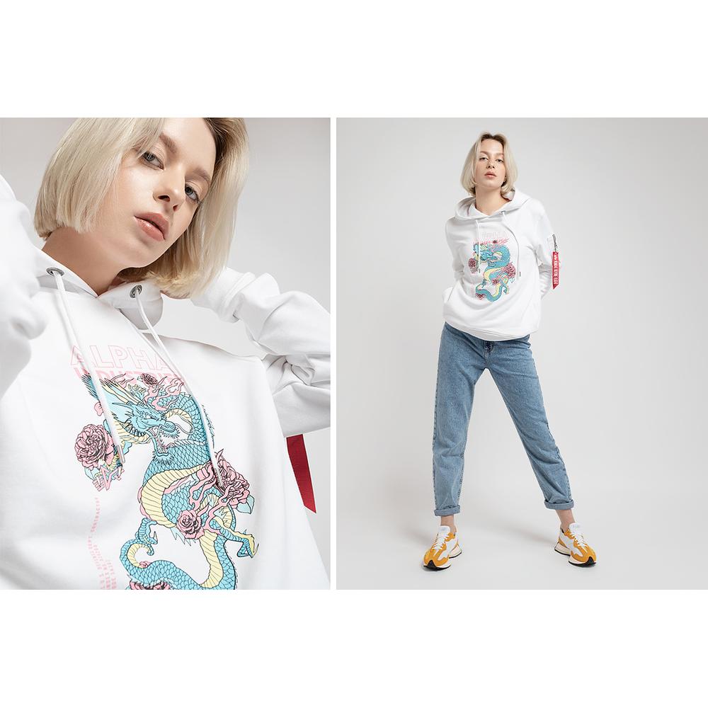 Bluza Alpha Industries Heritage Dragon Hoody 10604209 - biała