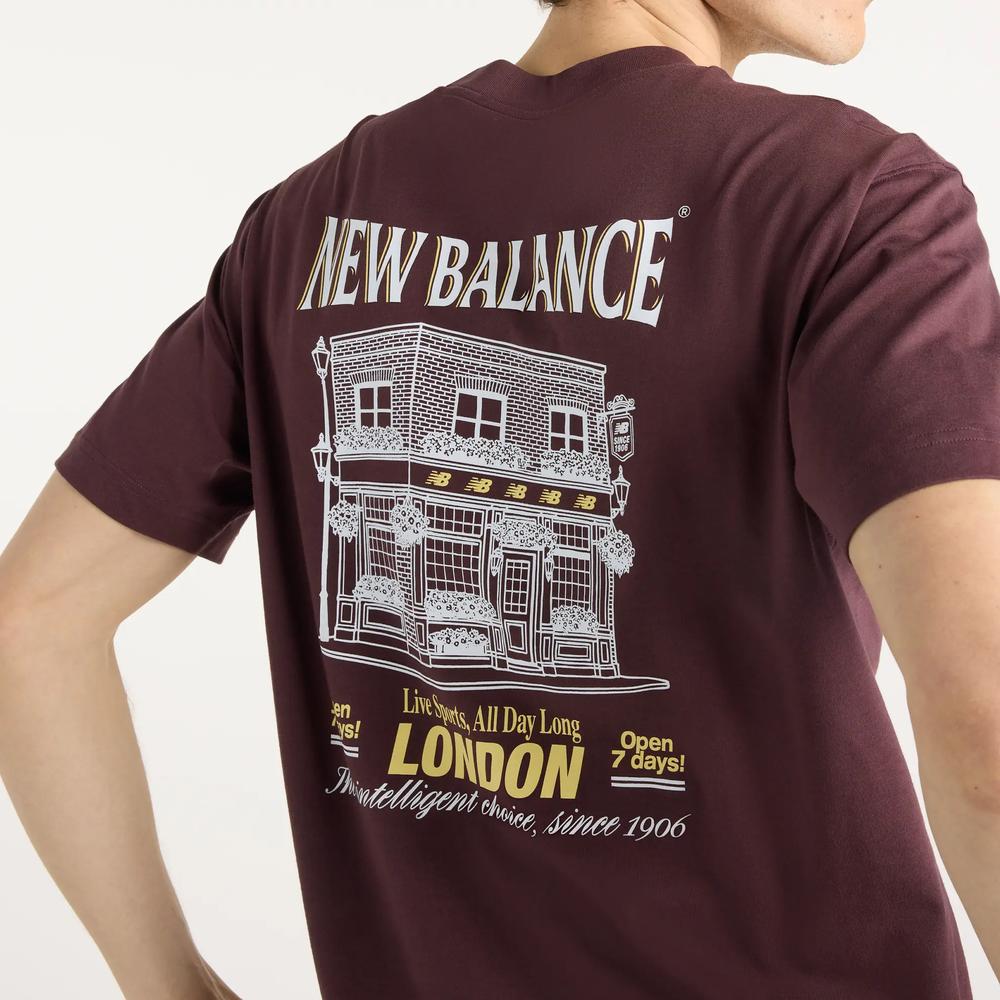 Koszulka męska New Balance Grab  Bite London MT62B9LIYLR - bordowa