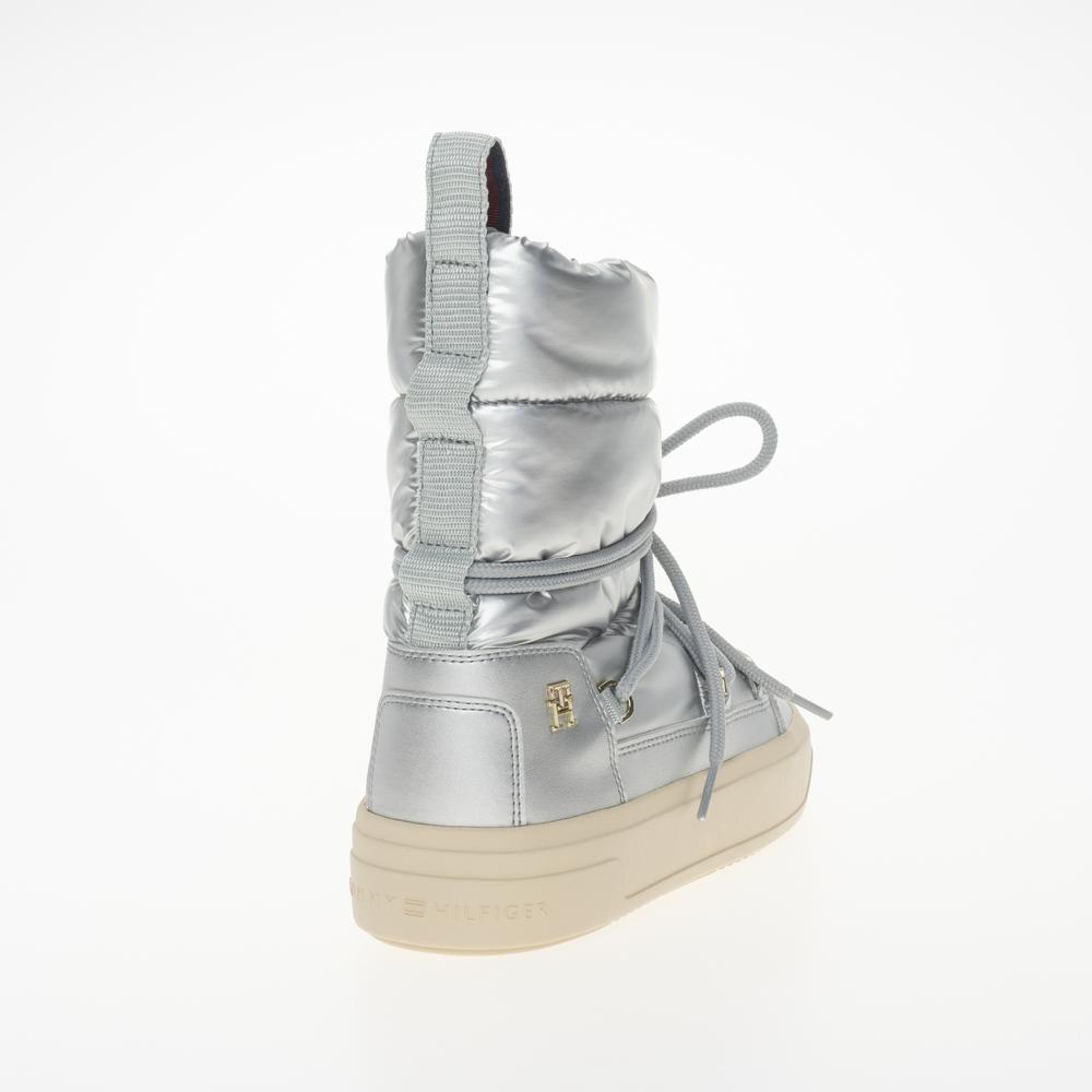 Buty Tommy Hilfiger Lace-Up Metallic Snowboot FW0FW08442-0IN - srebrne