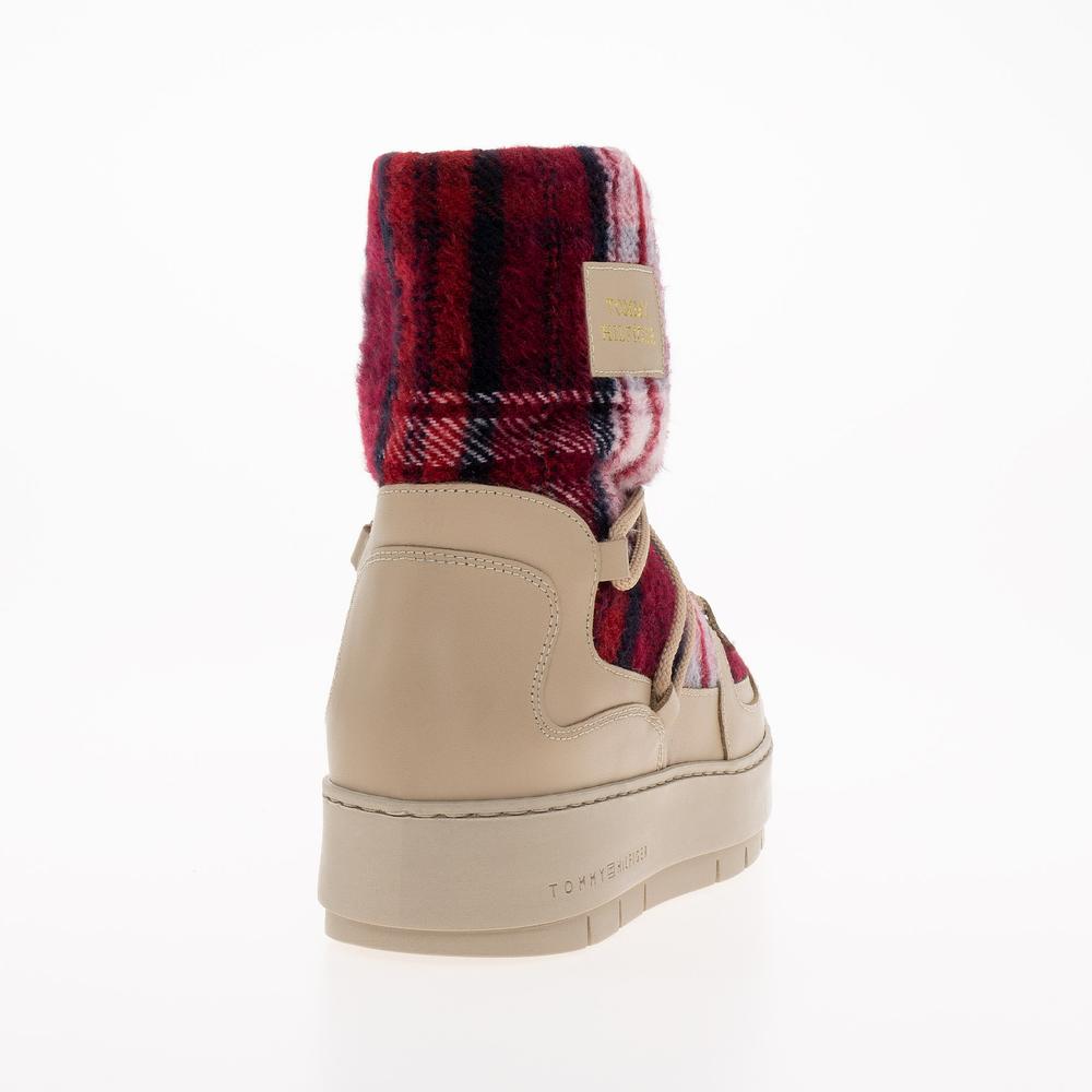 Buty Tommy Hilfiger Tartan Snowboot FW0FW07612-ABO - beżowe
