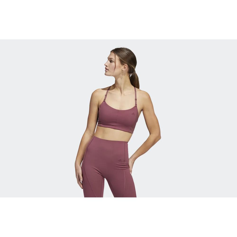 Biustonosz sportowy adidas  Yoga Studio Light-Support 3-Stripes HC7941 - różowy