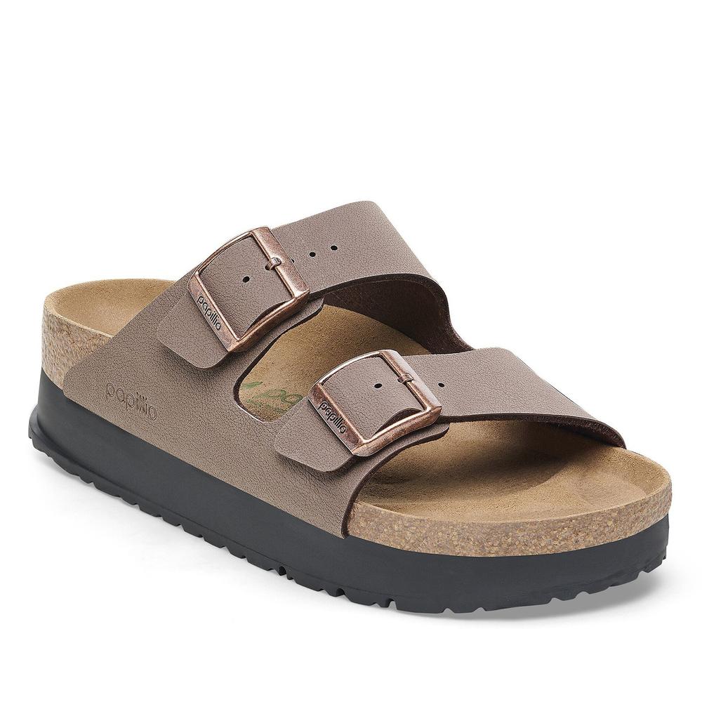 Klapki damskie Birkenstock Arizona PAP Flex Platform 1027417 - brązowe