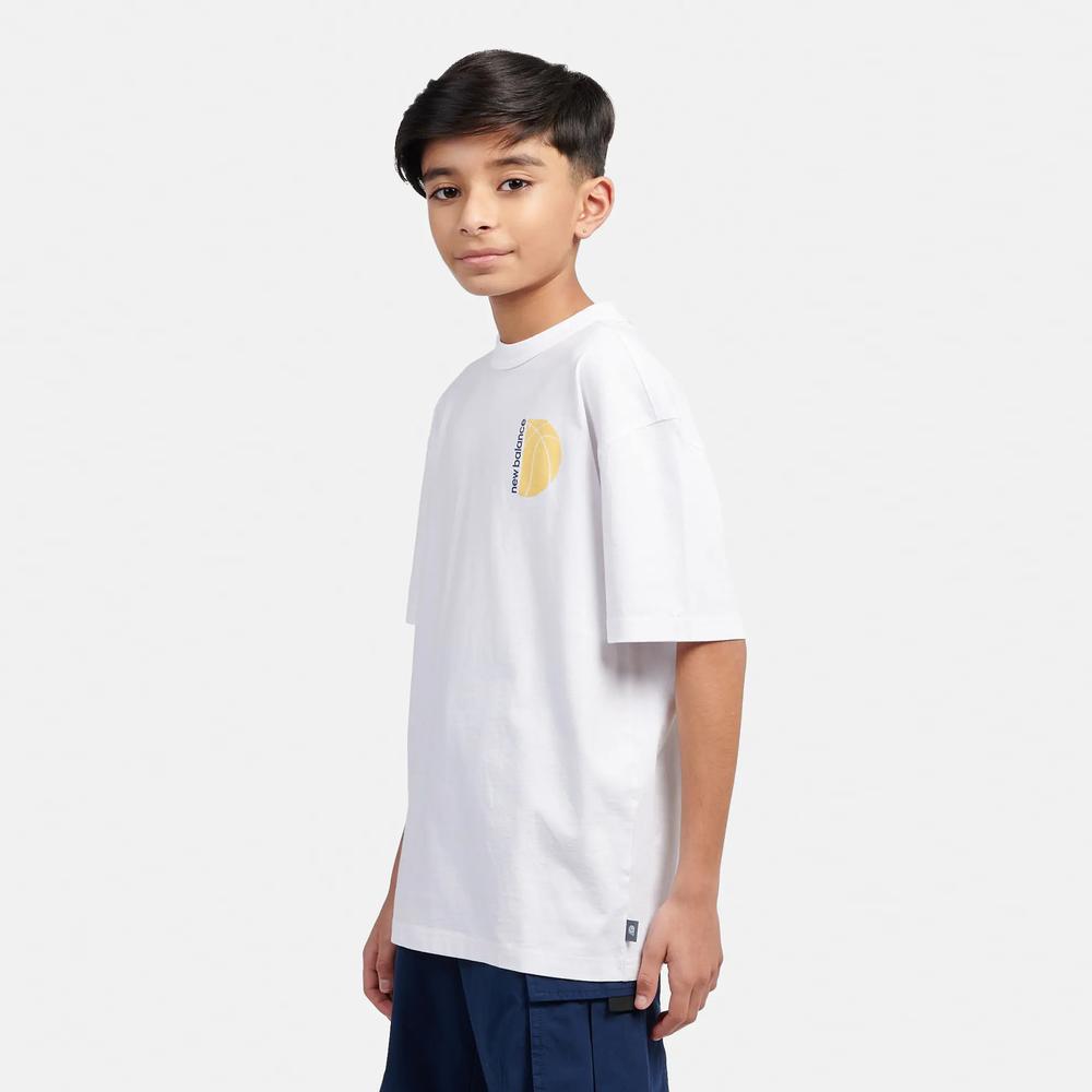 Koszulka dziecięca New Balance LAKB0157BWE - biała