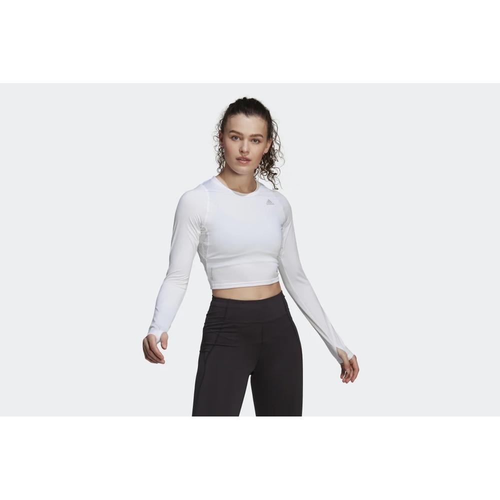 Koszulka adidas Fast Flower Crop Long Sleeve Running Tee HB9237 - biała