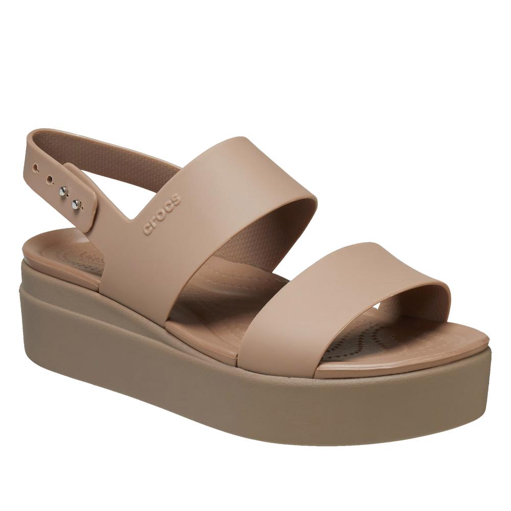 Klapki Crocs Brooklyn Low Wedge 206453-2EL - beżowe