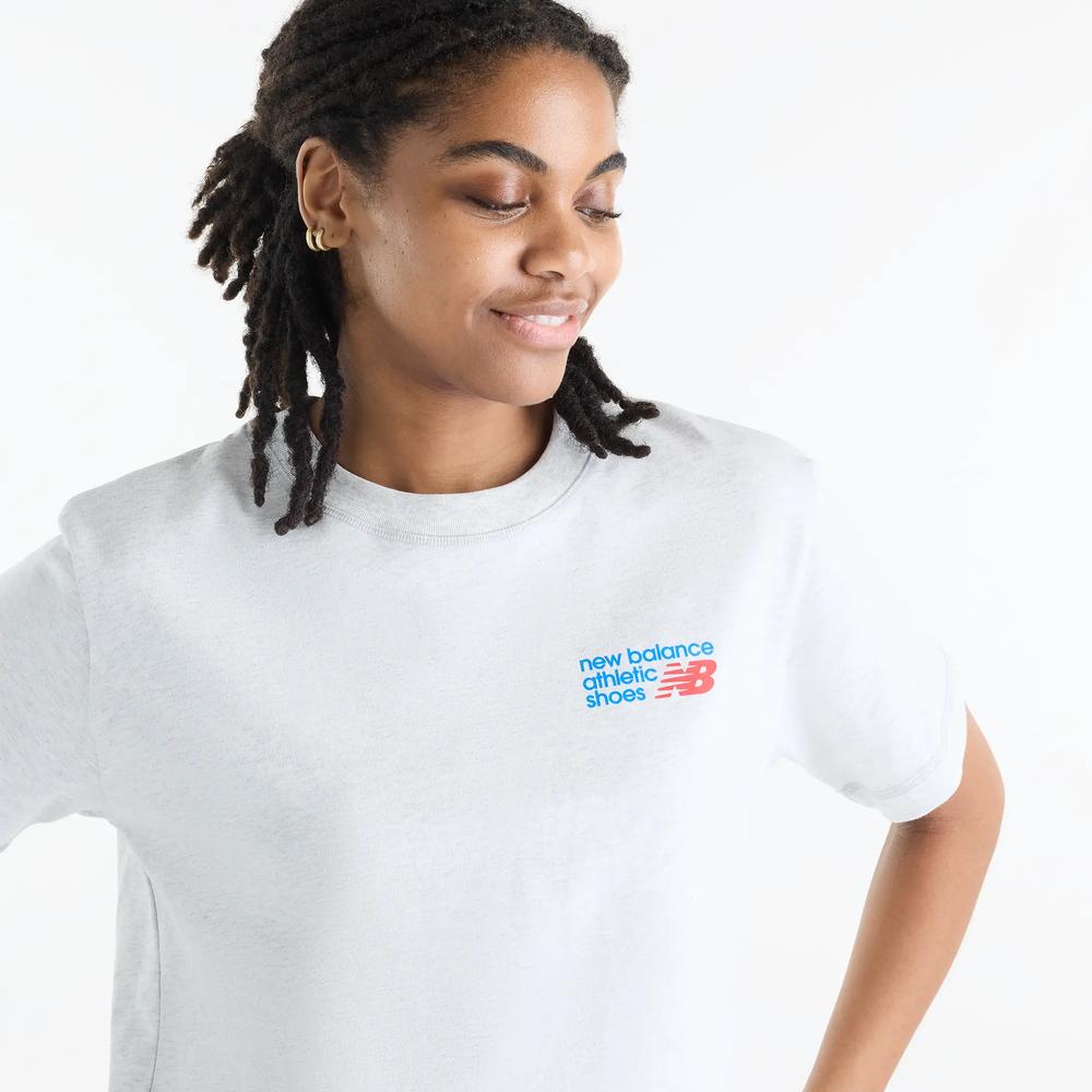 Koszulka damska New Balance Athletics Premium Logo Hip Length WT62B7V2AHH - szara