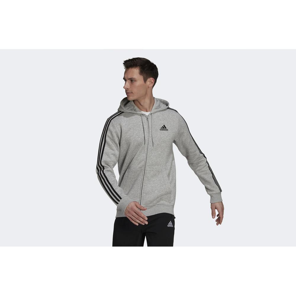 Bluza adidas Essentials Fleece 3-Stripes Full-Zip Hoodie HB0041 - szara