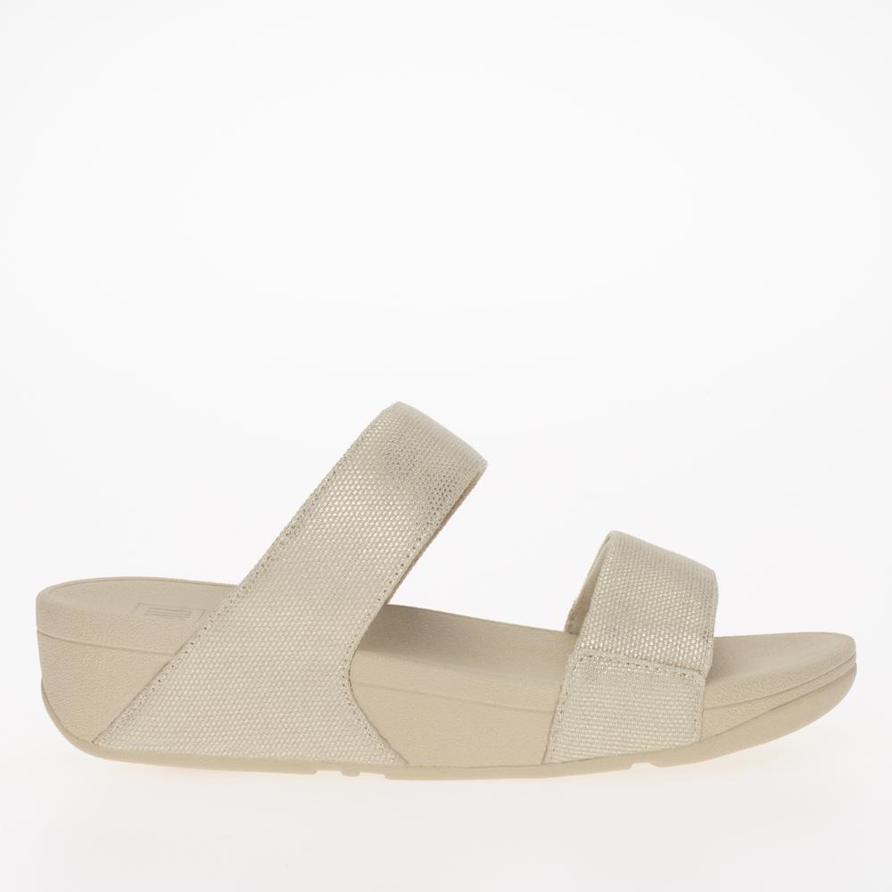 Klapki FitFlop Lulu Glitz-Canvas Slides HR2-675 - beżowe