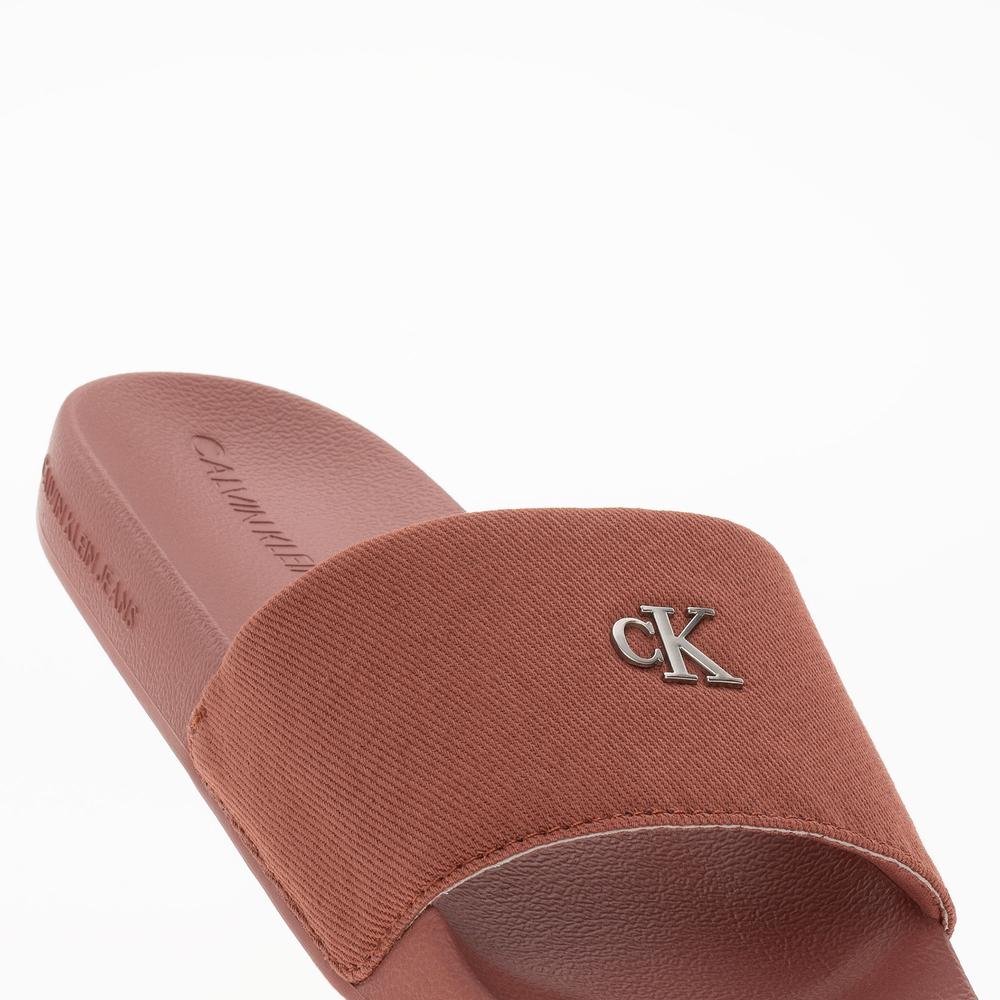 Klapki Calvin Klein Slide Monogram Hardware YW0YW01713-GAM - pomarańczowe