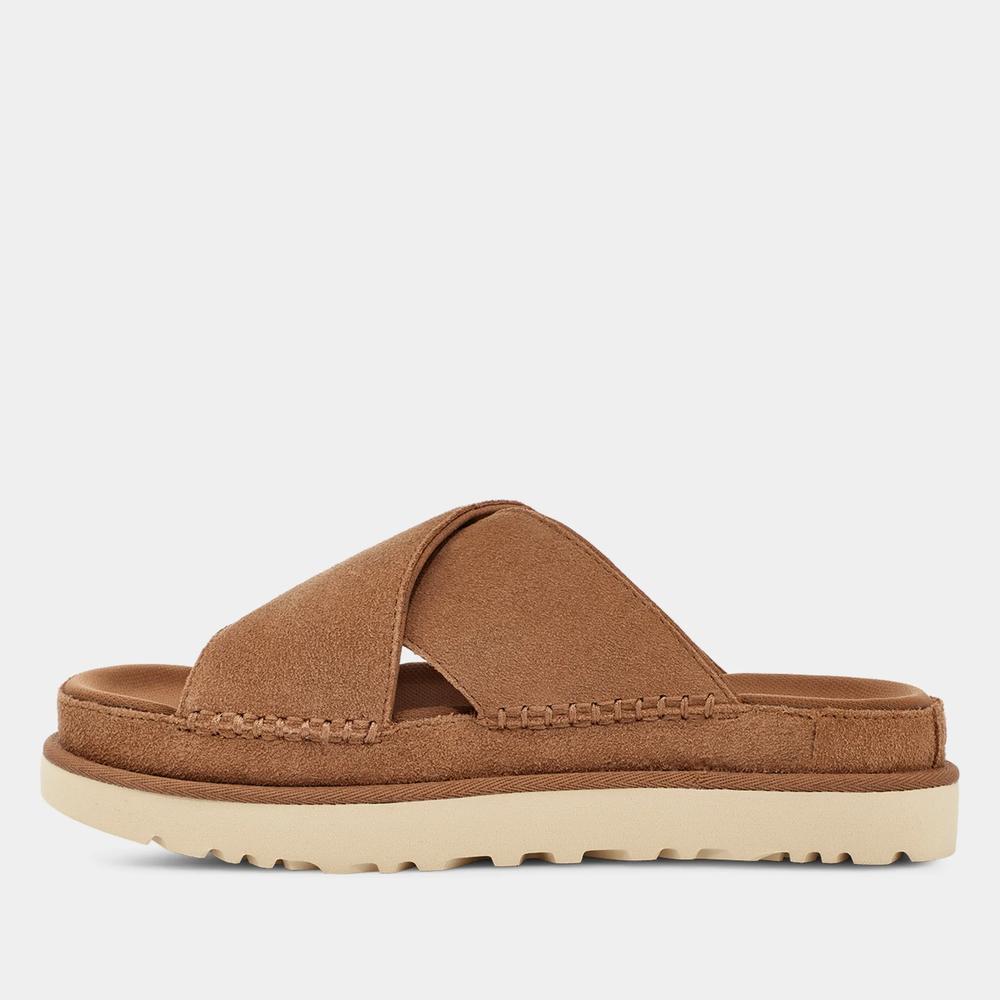 Klapki Ugg Goldenstar Cross Slide 1137910-CHE - brązowe