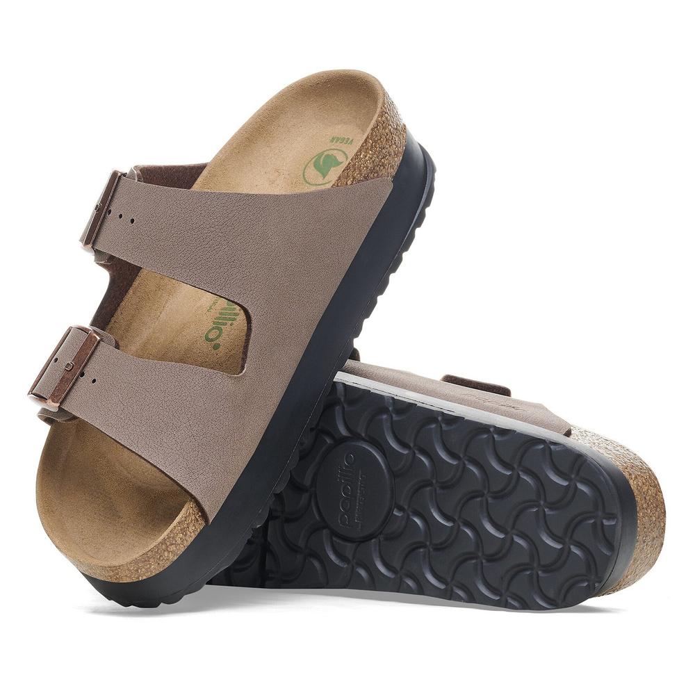 Klapki damskie Birkenstock Arizona PAP Flex Platform 1027417 - brązowe