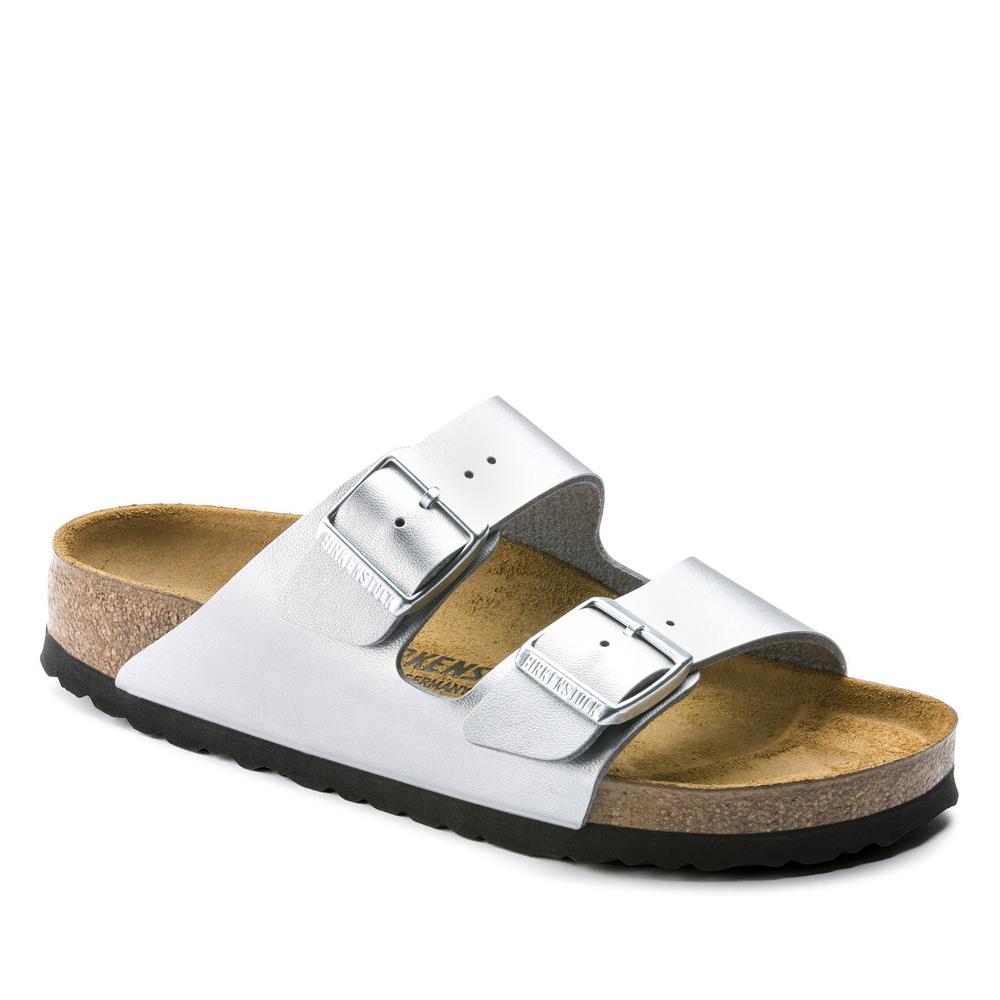 Klapki Birkenstock Arizona Birko-Flor 1012282 - srebrne